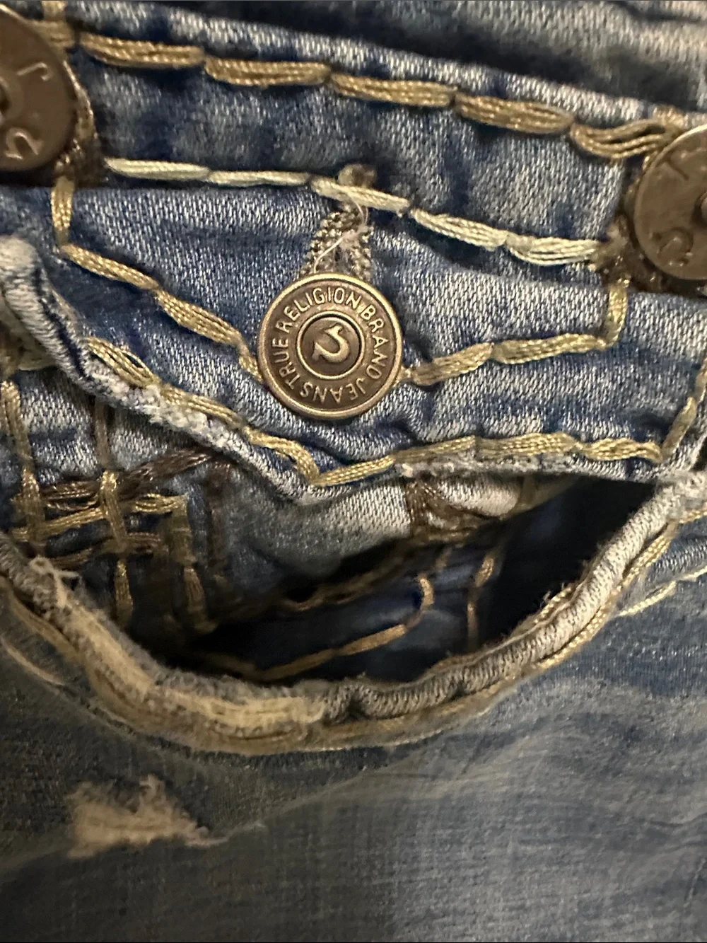Men’s True Religion ‘Ricky’ Relaxed Straight Distressed Denim Shorts - Size 28